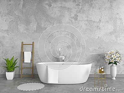 Bathroom interior, loft style, 3D rendering Stock Photo
