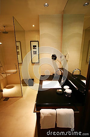 Bathroom interior of brand new luxury resort hotel Stock Photo