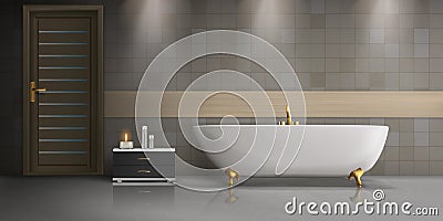 Bathroom interior design realistic vector mockup Vector Illustration