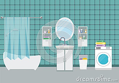 Bathroom Interior Vector Illustration Vector Illustration