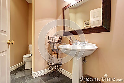 Bathroom interior with white washbasin stand Stock Photo