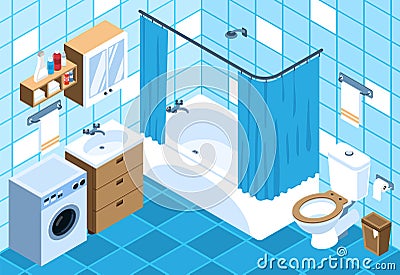 Bathroom Isometric Illustration Vector Illustration