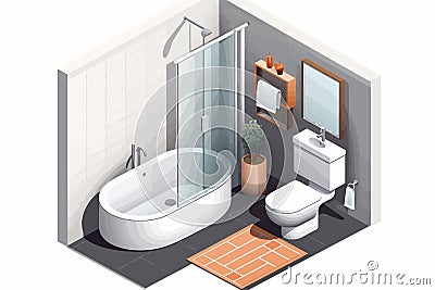 bathroom isometric vector flat minimalistic isolated illustration Vector Illustration