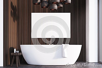 Bathroom with lamps, dark wood, poster Stock Photo