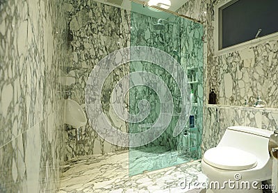 Bathroom with marble wall Stock Photo