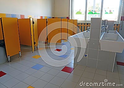 BATHROOM of the nursery school Stock Photo