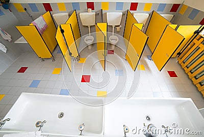Bathroom nursery school photographed from above Stock Photo
