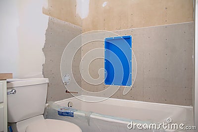 Bathroom Remodel Ready for Tile Stock Photo