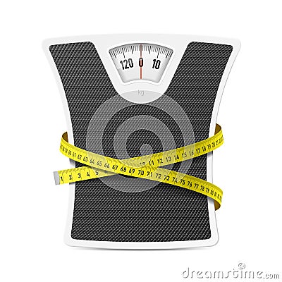 Bathroom scale with measuring tape Vector Illustration