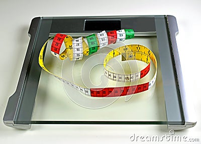 Bathroom Scale and Meter Measure Stock Photo
