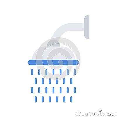 Bathroom shower icon. Shower head with water drops Vector Illustration