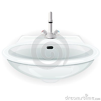 Bathroom Sink With Tap Vector Illustration