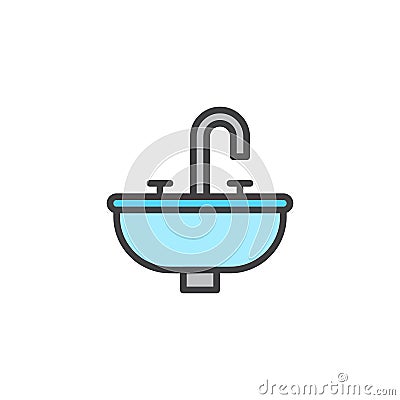 Bathroom sink unit filled outline icon Vector Illustration