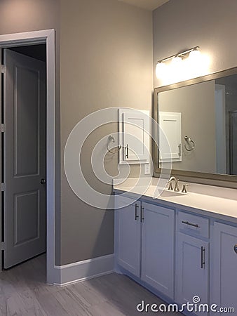 Bathroom sinks in a new house Stock Photo