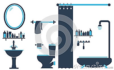 Bathroom Toilet Design Set Vector Vector Illustration