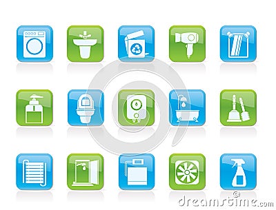 Bathroom and toilet objects and icons Vector Illustration