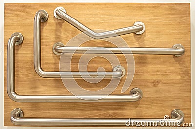 Bathroom and toilet stainless steel handrail grab bars Stock Photo