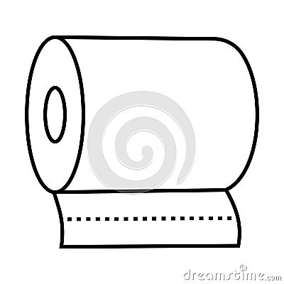 Bathroom / toilet tissue paper roll line art icon for apps and websites Vector Illustration