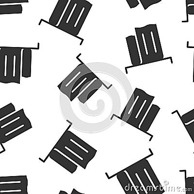 Bathroom towel icon in flat style. Washcloth vector illustration on white isolated background. Hygiene wiping seamless pattern Vector Illustration