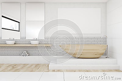 Bathroom with two mirrors and poster Stock Photo