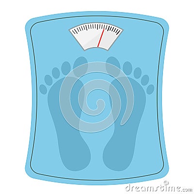 Bathroom weight scale with feet track, stock vector illustration Vector Illustration