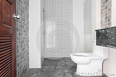 Bathroom White sanitary ware Stock Photo