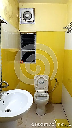 Bathroom in yellow color IND Editorial Stock Photo