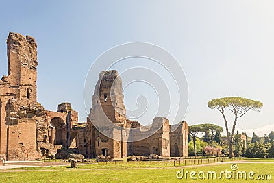 Baths of Caracalla, ancient ruins of roman public thermae Stock Photo