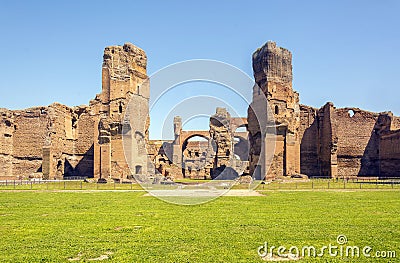 Baths of Caracalla, ancient ruins of roman public thermae Stock Photo