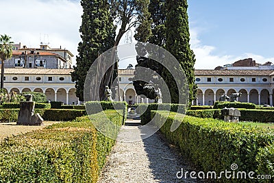 Baths of Diocletian, an archeological roman museum in the center of the Italy`s capital. Stock Photo