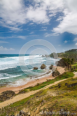 Bathsheba Rock, View to the Beach and Natural Park Stock Photo