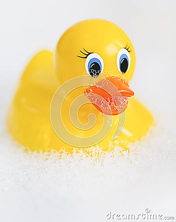 Bathtime rubber ducky and bubble fun! Stock Photo