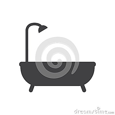 Bathtub icon, filled flat sign, solid glyph pictogram Vector Illustration