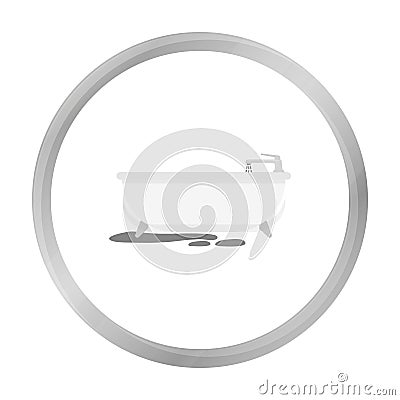 Bathtub icon in monochrome style isolated on white background. Plumbing symbol stock vector illustration. Vector Illustration