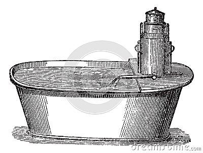 Bathtub with mobile device Vector Illustration