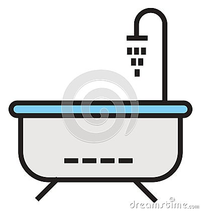 Bathtub Outline and Filled Isolated Icon that can be easily edited or modified Stock Photo