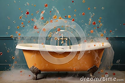 bathtub ring stain with soap bubbles around it Stock Photo