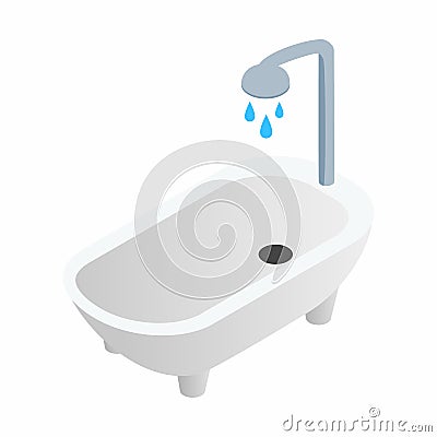 Bathtub with shower isometric 3d icon Vector Illustration