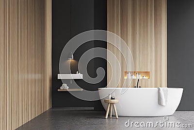 Bathtub, a sink and a chair Stock Photo