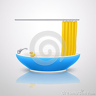 Bathtube blue color Vector Illustration