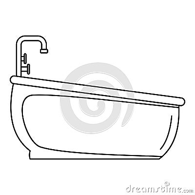 Bathtube water tap icon, outline style Stock Photo