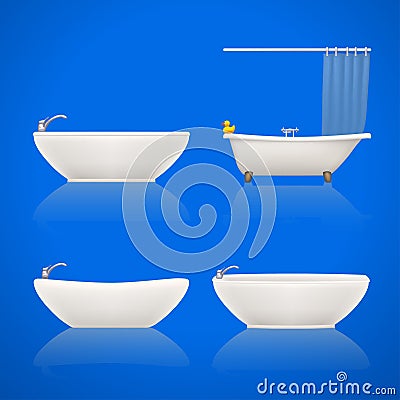 Bathtubes set on white Vector Illustration