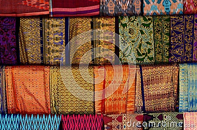 Batic sarongs in Lombok, Indonesia Stock Photo