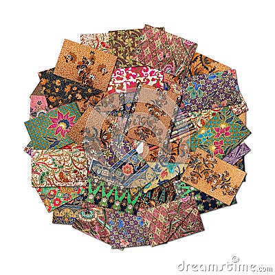 Batik Collage in round shape Stock Photo