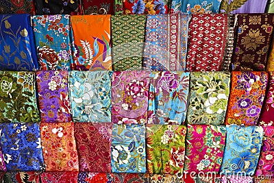 Display of batik fabrics in thailand Stock Photo