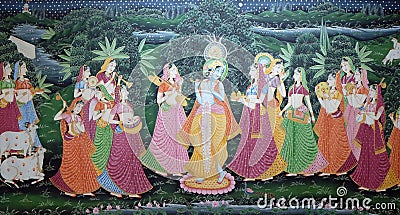 Batik traditional Indian silk painting Stock Photo