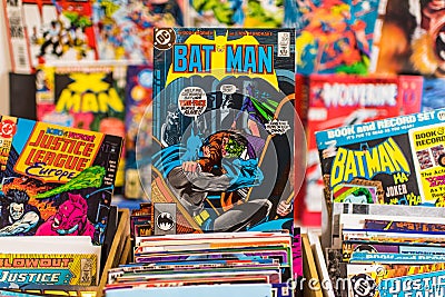 Batman comic book on display at a store Editorial Stock Photo
