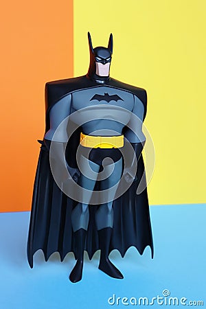 Batman figure on pastel colors background. Editorial Stock Photo