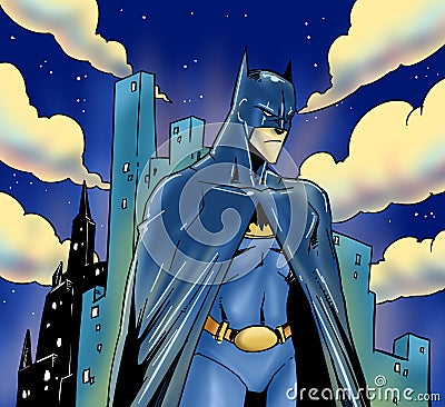 Batman standing on building at night Editorial Stock Photo