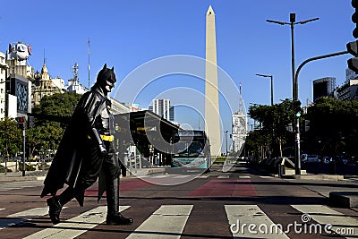 Batman walks through the streets of Buenos Aires Editorial Stock Photo